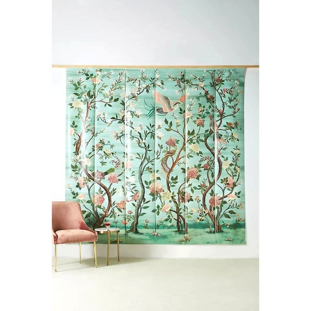 Anthropologie Valeri Mural Wall Covering 9x9 Home Decor Vintage Colorful Floral